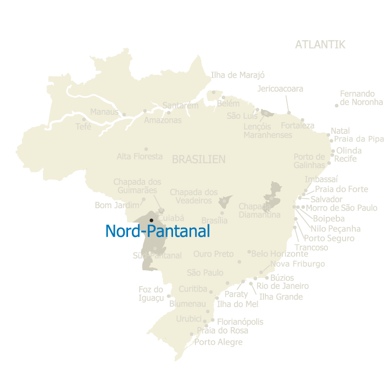 Brasilien Karte mit Nord-Pantanal