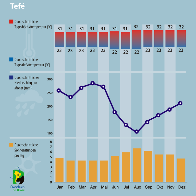Diagramm zum Klima in Tefe, Brasilien.
