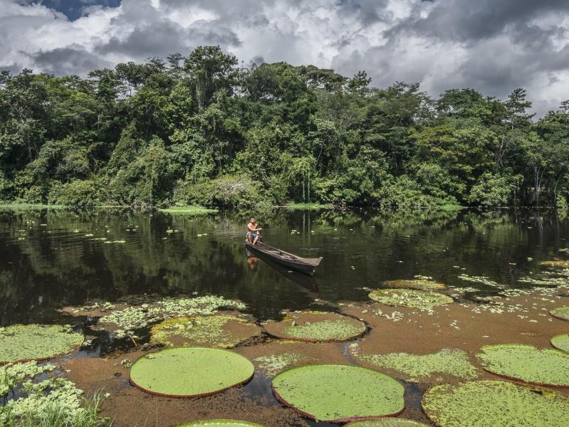 Einbaum auf dem Amazonas in Brasilien