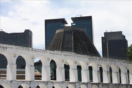 Informationen zum Freihandelsabkommen zwischen Brasilien und Europa Arcos da Lapa in Rio de Janeiro