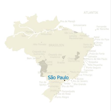 Map Karte von Sao Paulo in Brasilien
