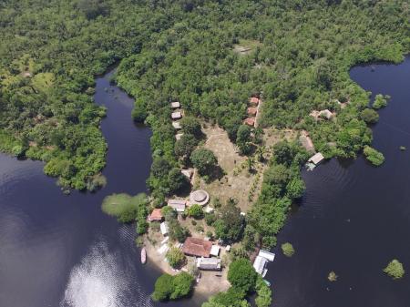 Luftaufnahme Turtle Lodge im Amazonasgebiet