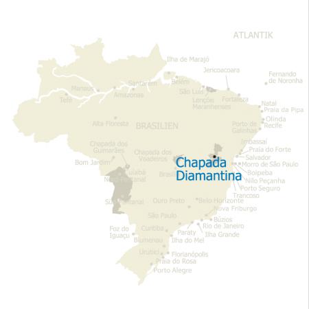 Brasilien Karte mit Chapada Diamantina