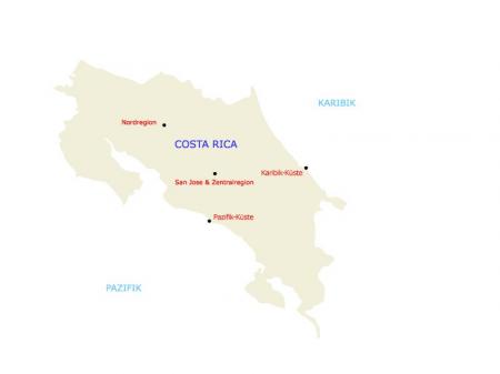 Reisen Sie durch das vielfältige Land Costa Rica und lernen Sie die unterschiedlichen Regionen kennen.