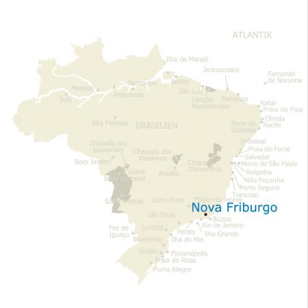 MAP Brasilien Karte mit Nova Friburgo hervorgehoben