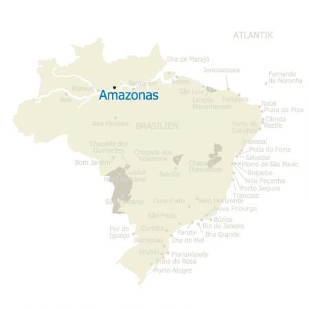 Karte vom Amazonas und Brasilien