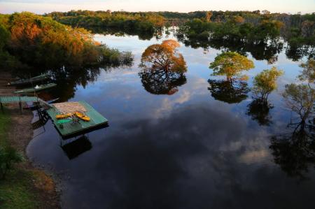 Luftaufnahme der Amazon Tupana Lodge