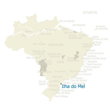 Karte von Brasilien und der Ilha do Mel